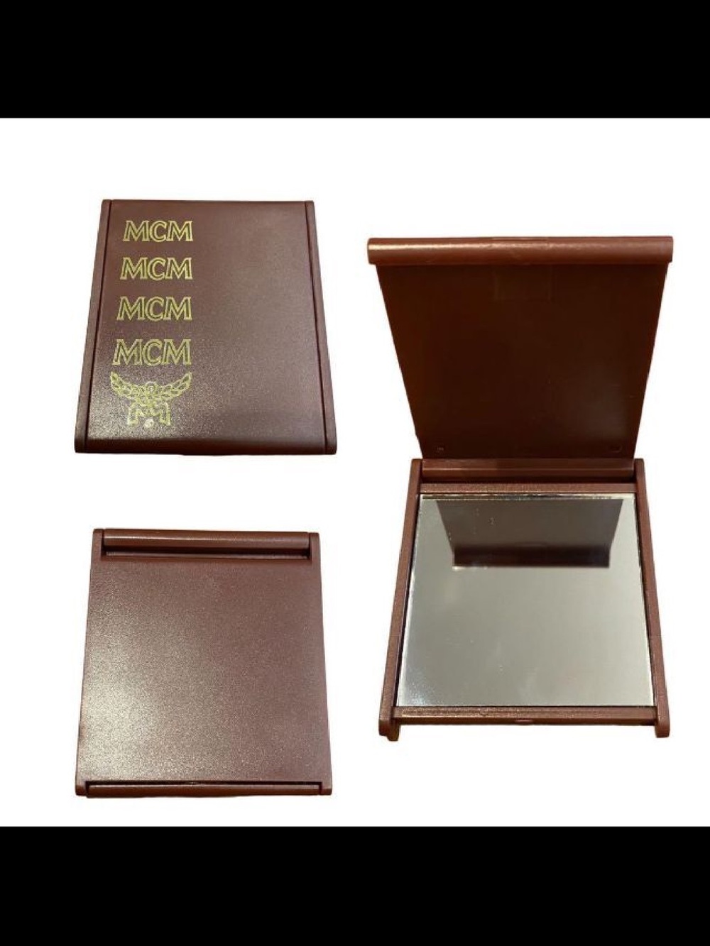 MCM Gold Cosmetic Pouch Gift Set Scarf Mirror Box Vintage - Picture 4 of 7